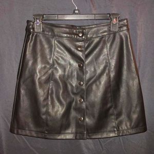 Women’s black leather skirt